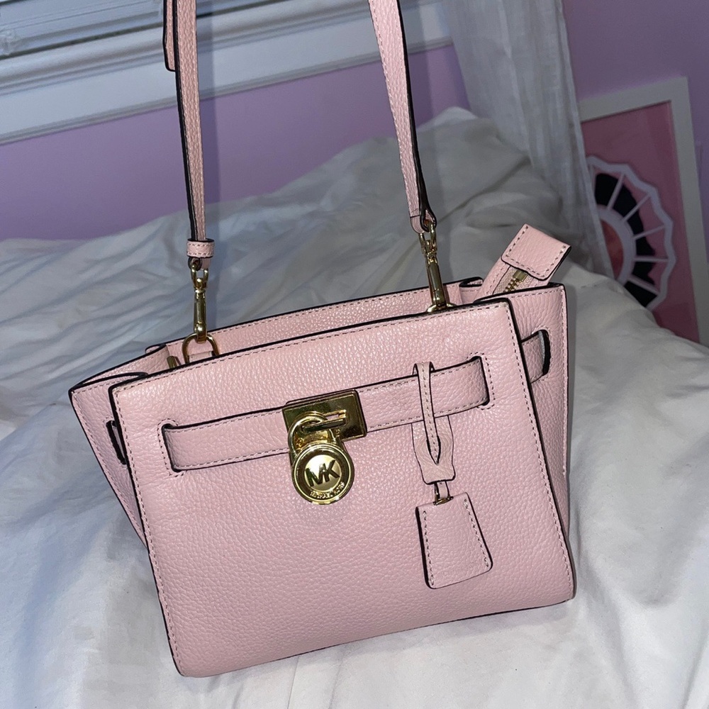 Bubblegum pink Micheal kors Bag with gold accents
